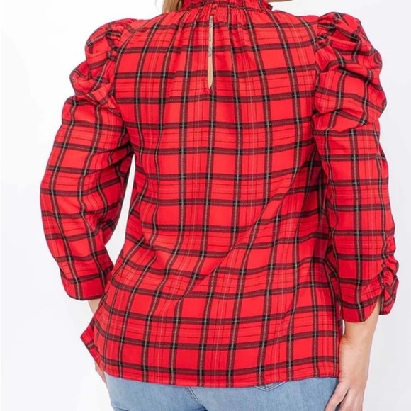 Sugarlips Red and Black Plaid Top, Stretch Plus Size Tops Sizes 1X 2X 3X. - Picture 12 of 13